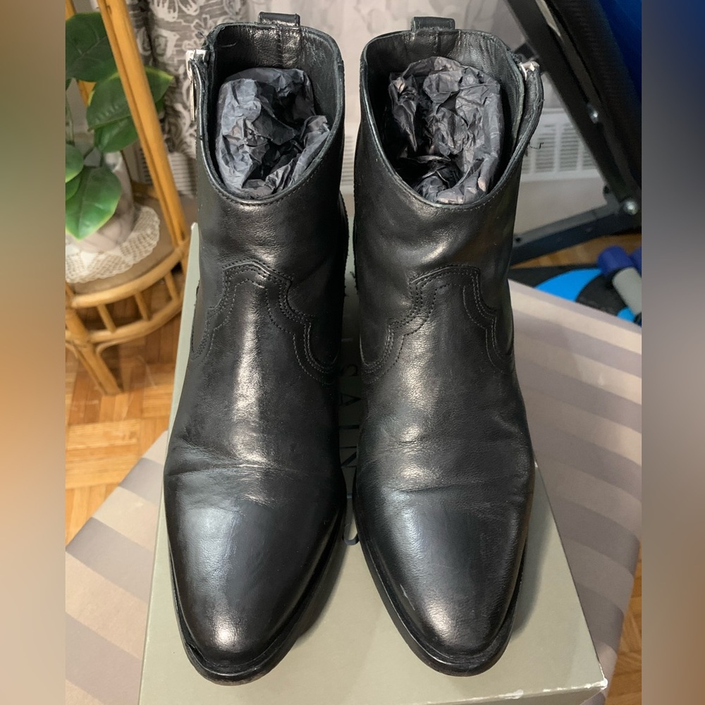 All Saints Black Leather Ankle Booties